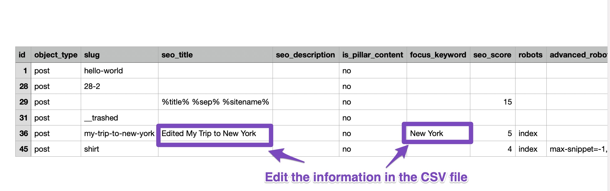 Edit Information in CSV File