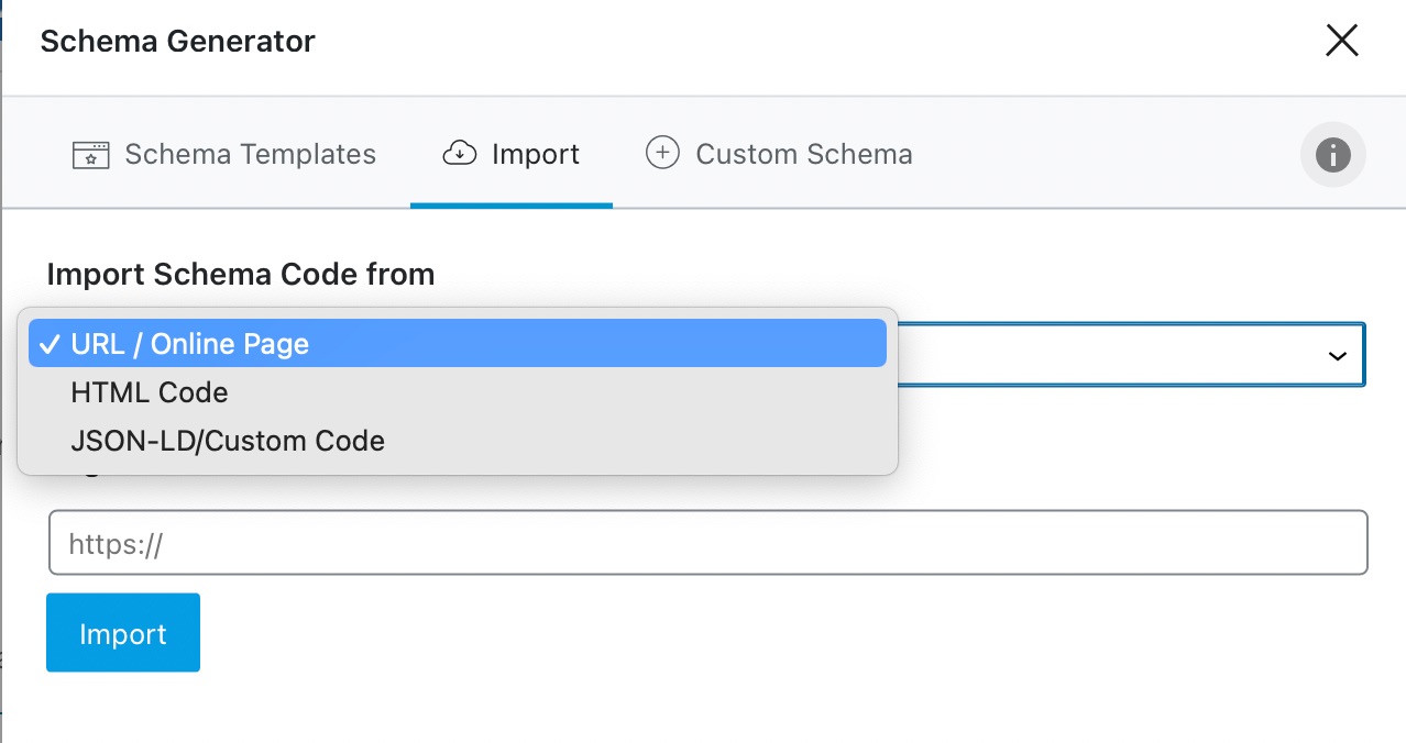 Options To Import Schema From