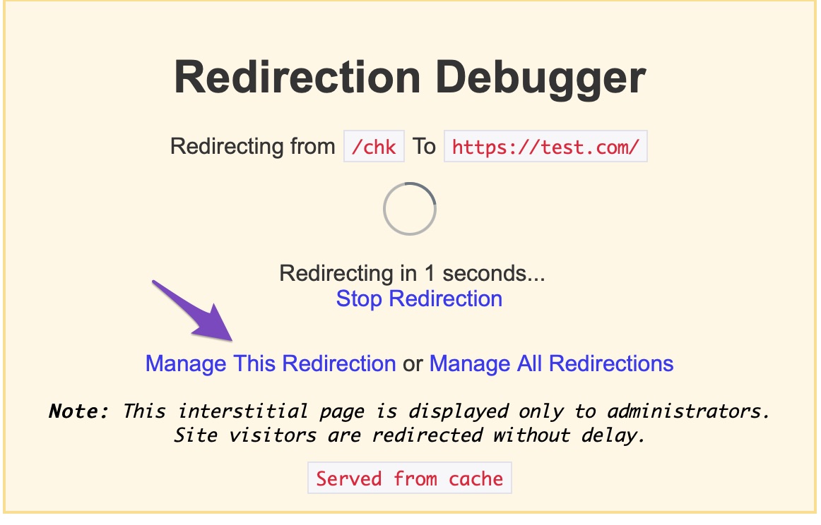 click manage redirect in intersticial